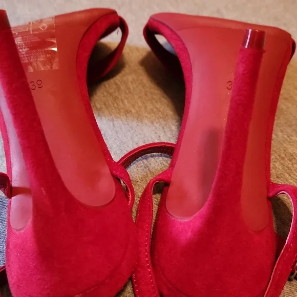 Divided By H&M Red Suade Like Stiletto Heels Size 39 - Picture 6 of 8